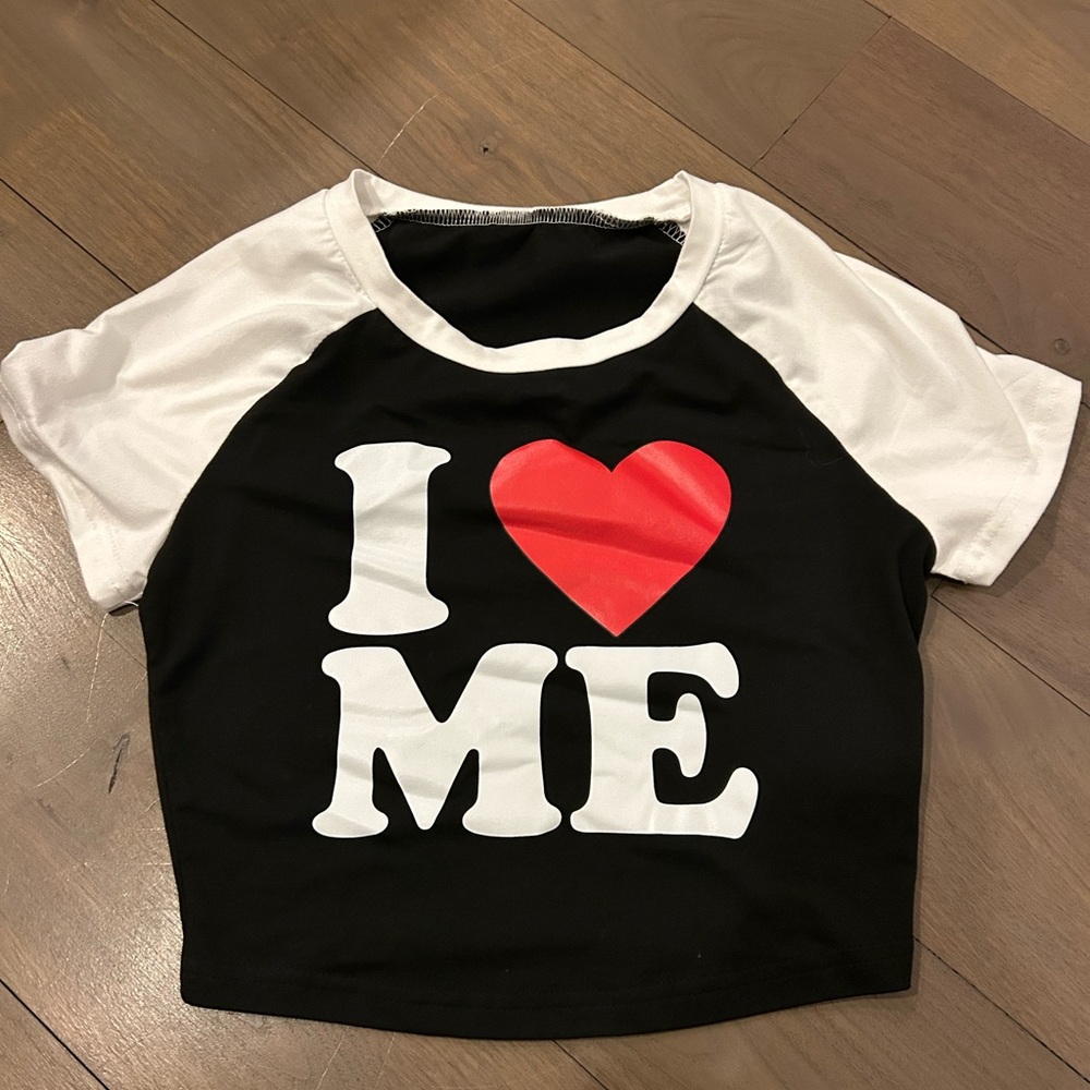 Black and White Shirt with Red Heart